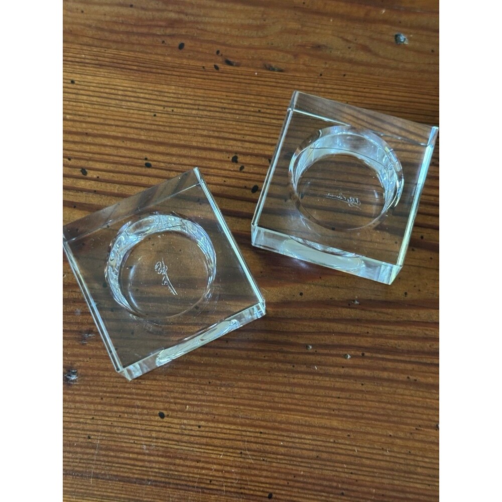 Oleg Cassini Crystal Votive Sedoma Candle Holder Signed Boxed Set Of 2 Units New